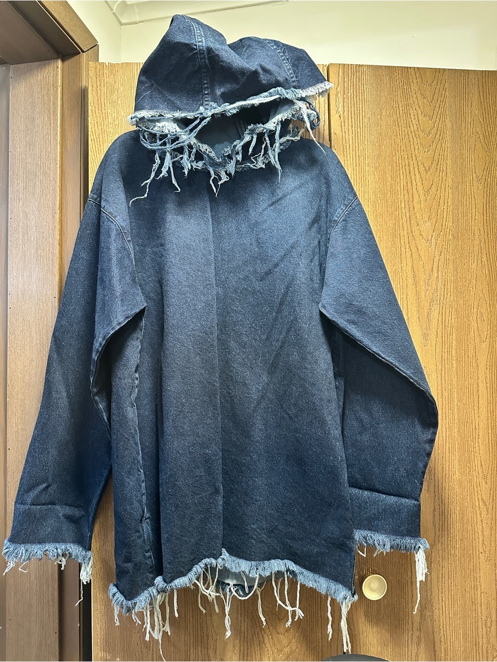 Marques Almeida Oversized Hooded Poncho Hoodie Pullover Jean Jacket Pockets - Picture 5 of 12